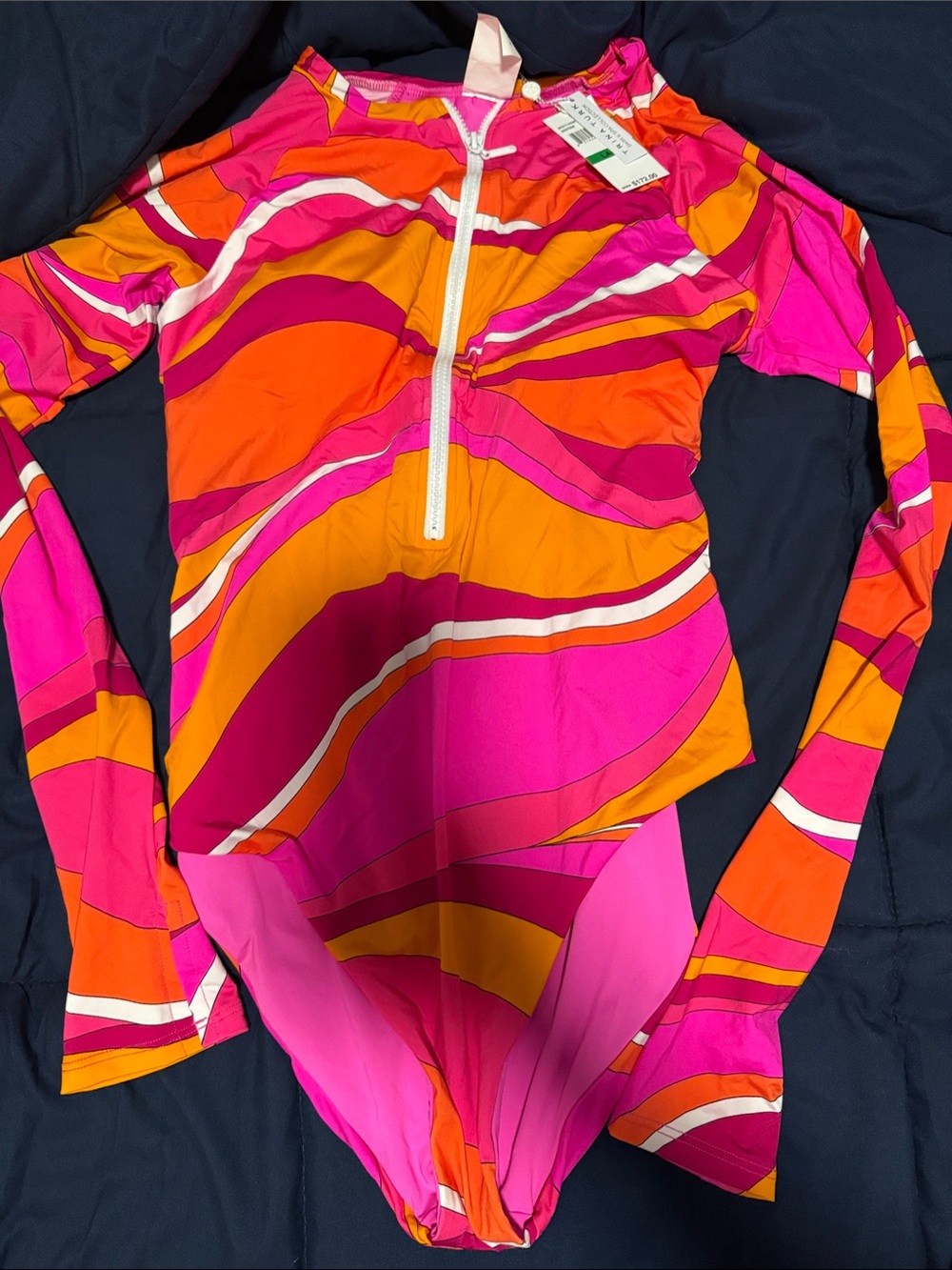 Trina Turk Women’s Long-Sleeve One-Piece Swimsuit in Pink & Orange